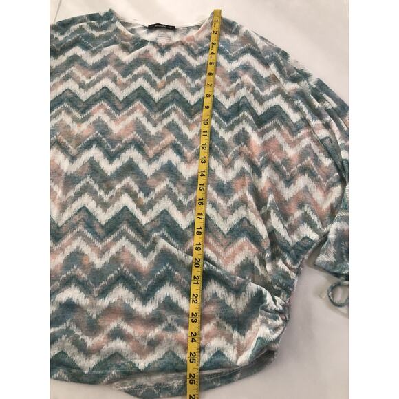 Annabelle Small Dolman Sleeve Tunic Chevron Stripe Top Cinched Oversized #4998 - Picture 7 of 9